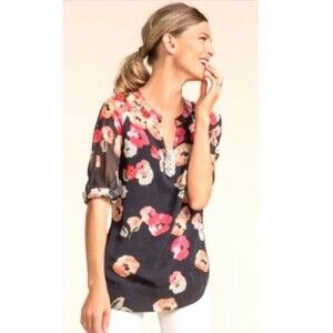Cabi Poppy Floral Tunic Blouse S